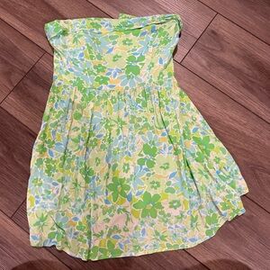 Isabelle’s cabinet sky to moon floral strapless mini dress